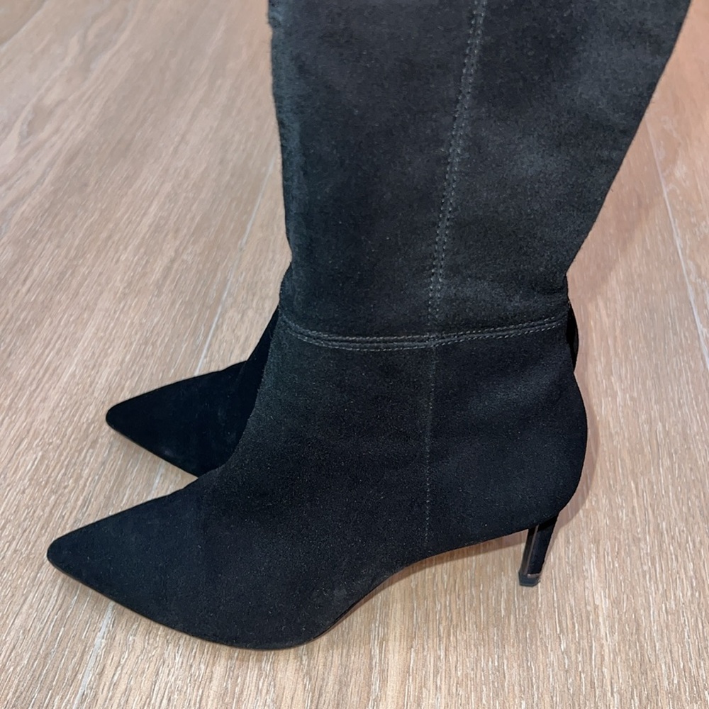 Massimo Dutti black suede over the knee high boot - Picture 10 of 17